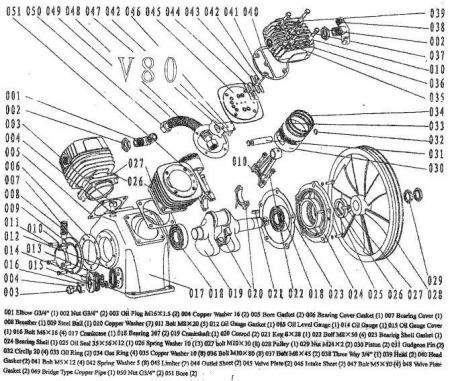 Болт М8х20 011V80 для поршневого блока V80 фото